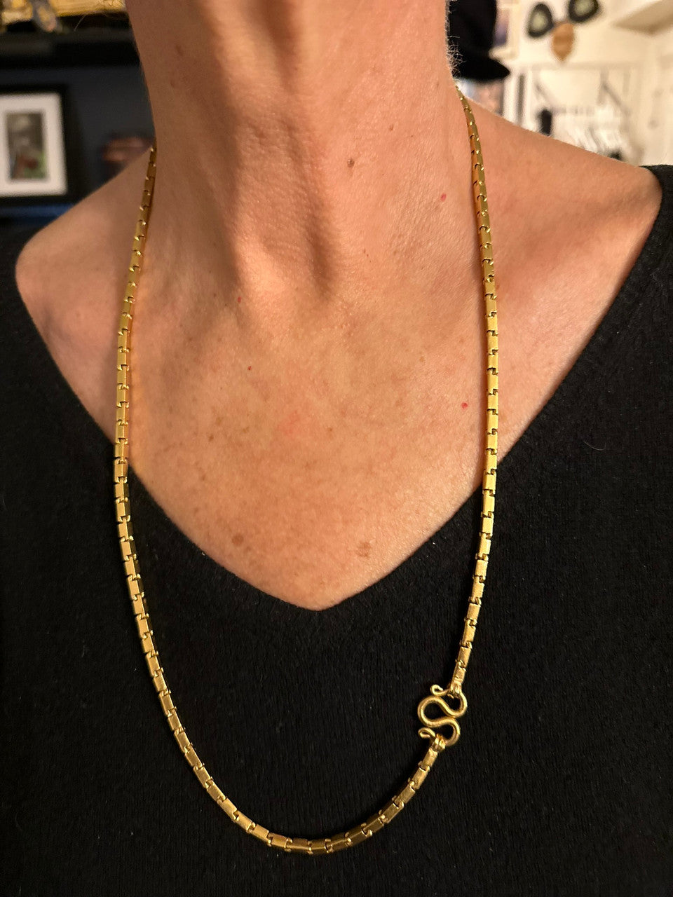 Stunning Baht Chain Necklace from Thailand- 24K Gold, 27" long- Unisex-17