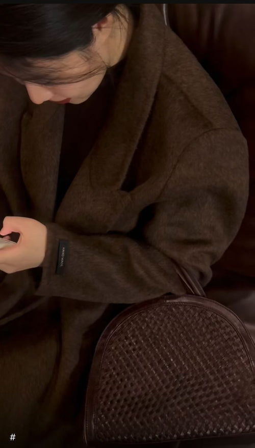 Angora Red Women's Loose Double-Sided Wool Overcoat – Elegant & Cozy