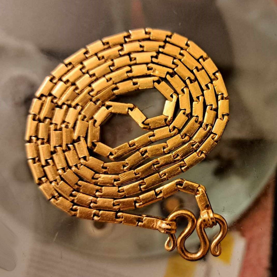 Stunning Baht Chain Necklace from Thailand- 24K Gold, 27" long- Unisex-10