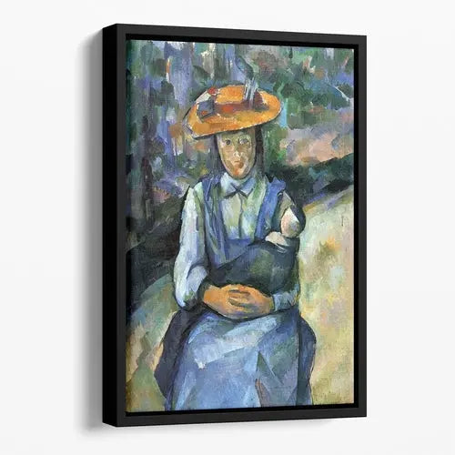 Girl with Doll by Cezanne Floating Framed Canvas