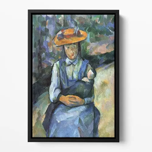 Girl with Doll by Cezanne Floating Framed Canvas