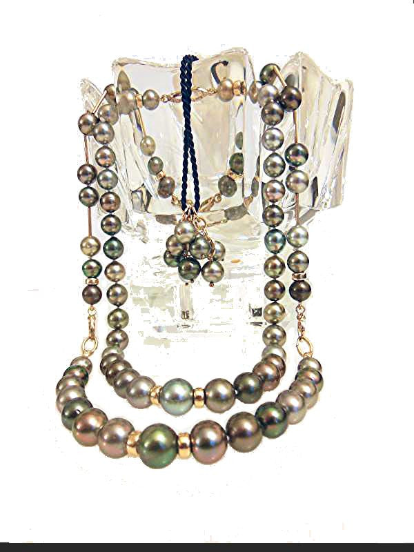 Tahitian Pearl Mega Set-Round-Multi Color-Interchangeable Necklace/Bracelet, Earrings/Pendant-0