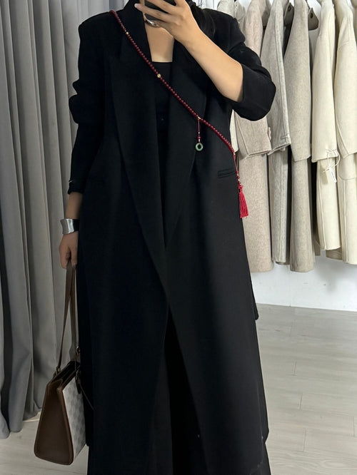 Angora Red Women's Loose Double-Sided Wool Overcoat – Elegant & Cozy