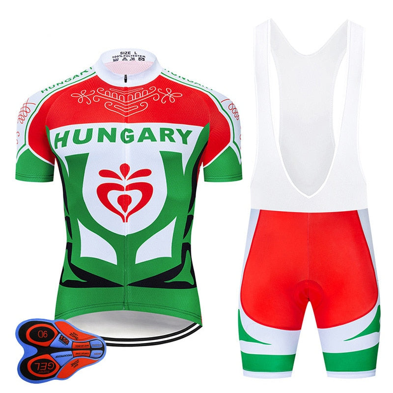 Team Hungary Cycling Clothing Set MTB Jersey Bicycle Clothes Ropa Ciclismo Quick Dry Bike Wear Mens Short Maillot Culotte
