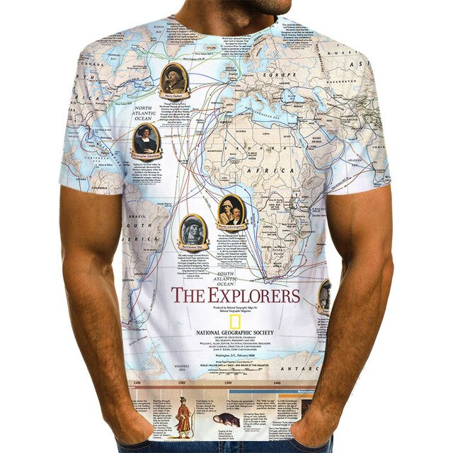 World Map T-shirt Funny T Shirts Summer Fashion Anime Tshirt 3D T Shirt Mens Clothing Tops Tees 2020 New Fashion