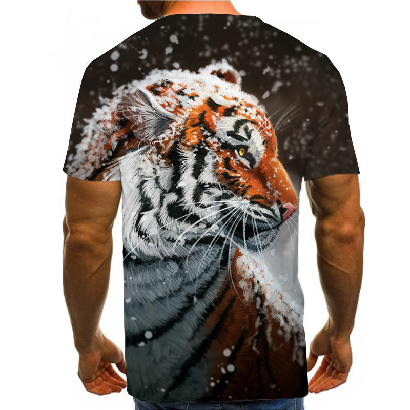 Snow Tiger T Shirt Men Animal Tshirt Sex Funny T Shirts Slim 3d Print T-shirt Hip Hop Tee Cool Mens Clothing New Summer Top
