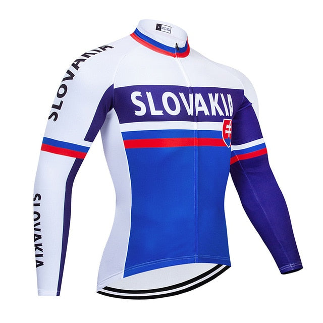 Spring/Autumn SLOVAKIA Cycling Jersey 9D Bib Set MTB Uniform Bike Clothing Quick Dry Bicycle Clothes Mens Long Cycling Wear